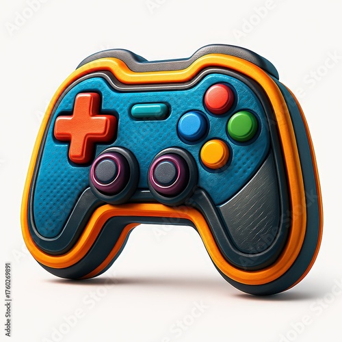 Blue and orange textured video game controller gaming