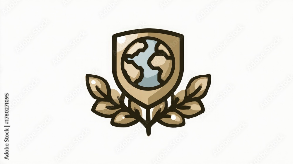 Obraz premium Global recognition award emblem with laurel wreath symbolizing achievement and international prestige for business success and corporate excellence