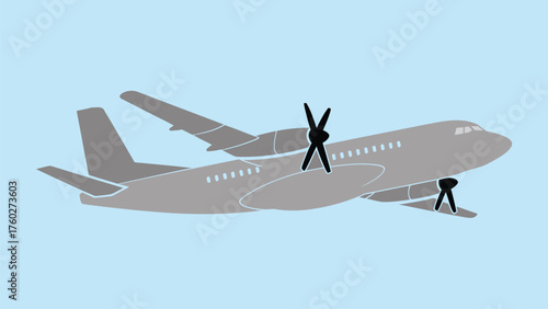 Modern Airplane Vector Illustration – Commercial Jet Aircraft in Minimal Blue Background