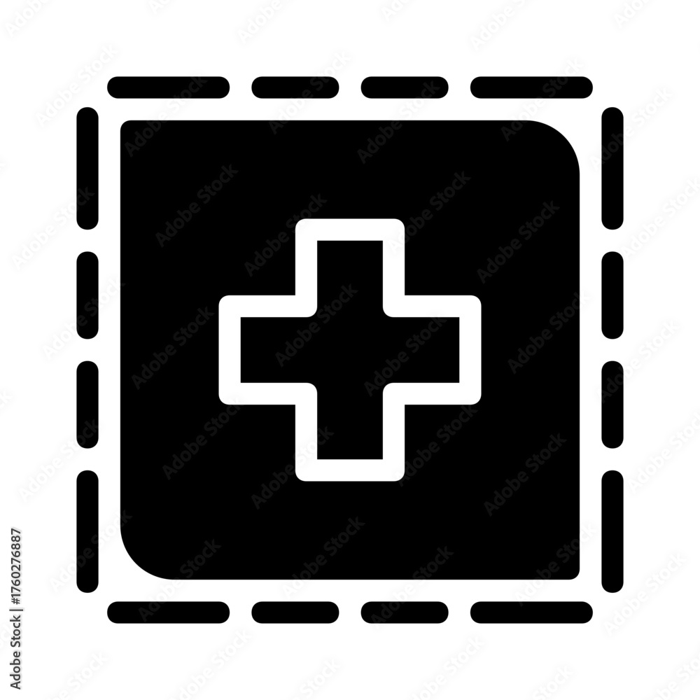 Fototapeta premium Plus sign in dashed square suitable for medical, mathematical, and business designs aiming for simplistic and professional aesthetics. 
