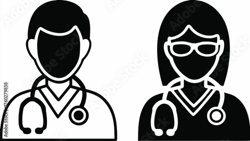 Professional medical team featuring male and female doctors with stethoscopes ready to offer healthcare solutions