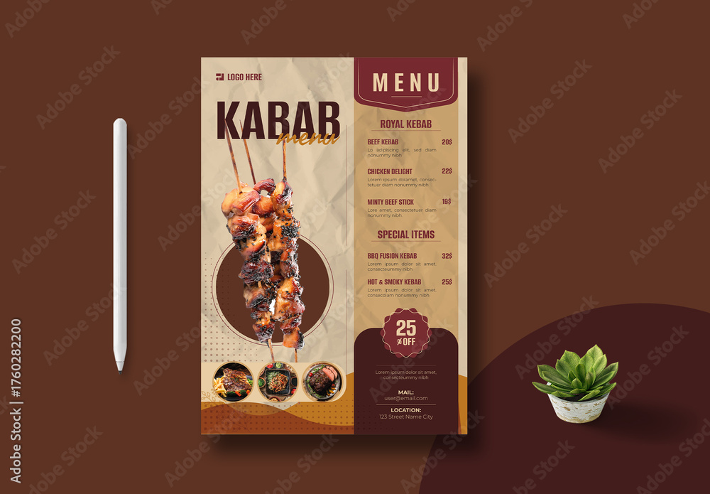 Kabab Menu Javascript Kebab Food Menu Template Stock Template | Adobe Stock