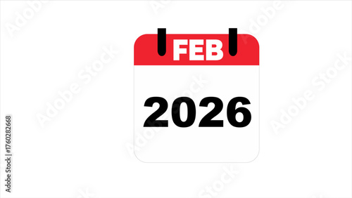 Calendar page for february 2026, perfect for print materials, digital graphics, and presentations.