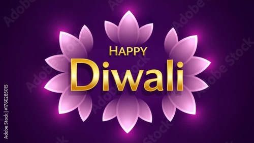 Happy diwali greeting with golden text and floral design