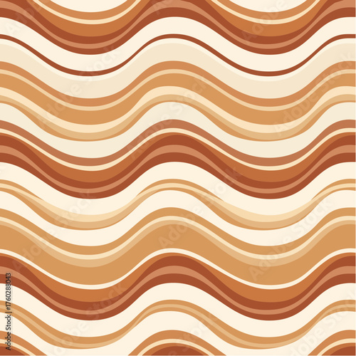 Retro waves wallpapers pattern, Seamless repeating vector pattern, brown mocha mousse colors