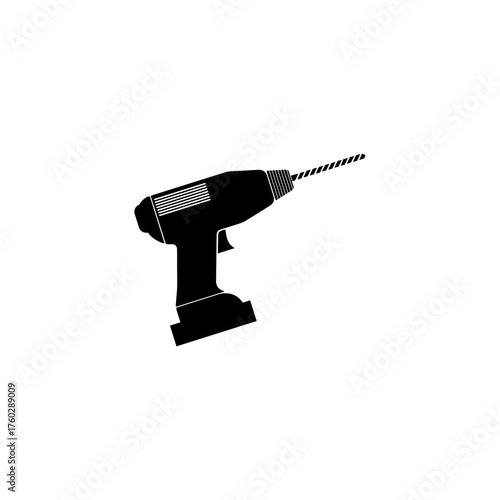 Illustration of a cordless power drill tool on transparent background silhouette