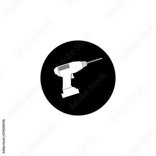 Cordless drill icon black silhouette illustration for diy projects and repair