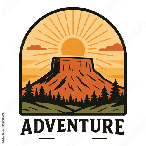 Adventure Mountain Badge – Retro Outdoor Logo Design