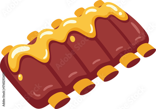 Illustration of ribs with sauce, a delicious and savory dish.