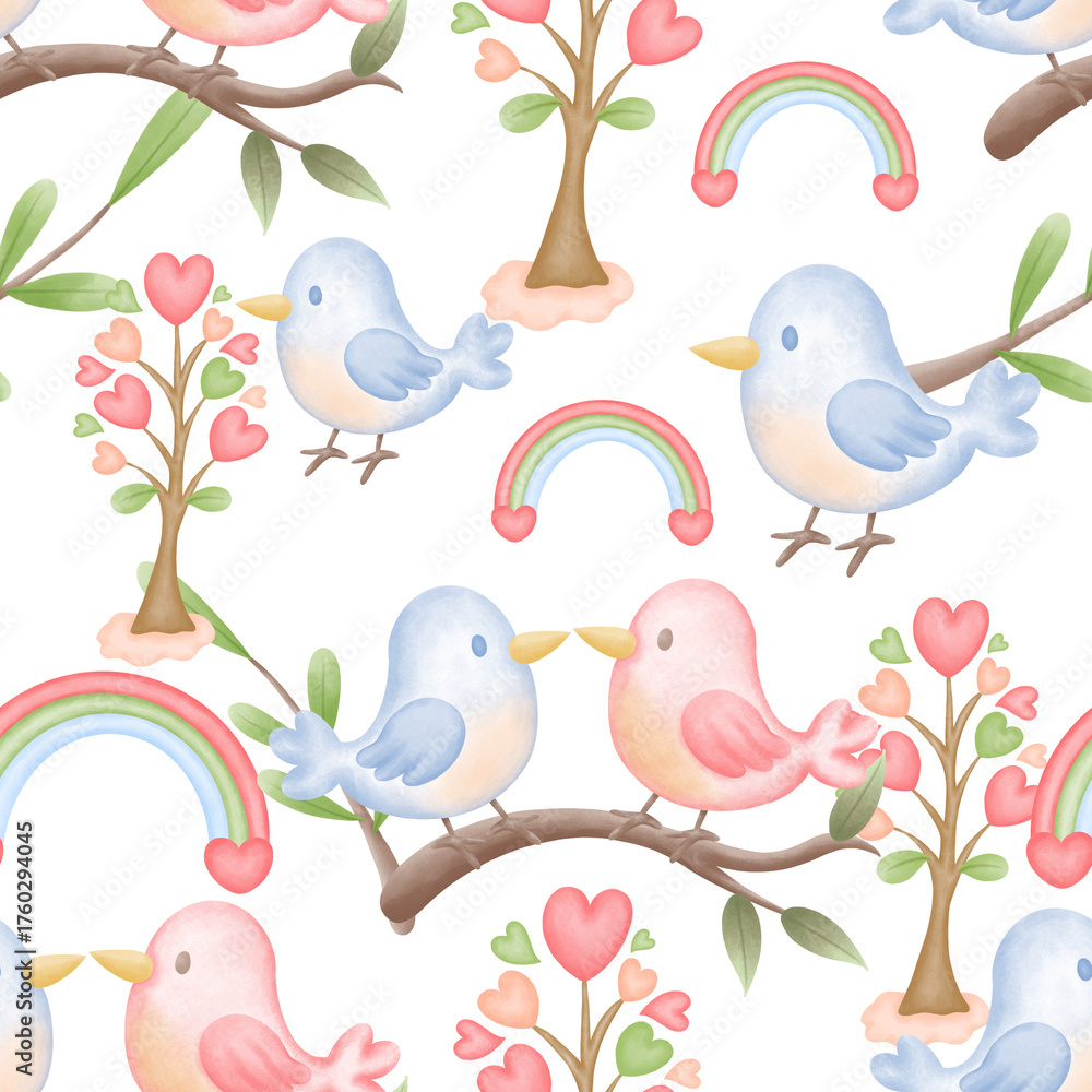 Naklejka premium world kindness day seamless watercolor pattern of hearts and love