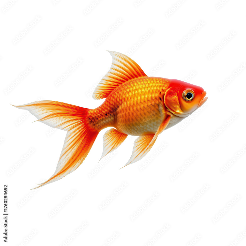 Fototapeta premium Vibrant Goldfish Swimming Gracefully in Clear Water Background