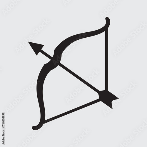 Black Silhouette of a Bow and Arrow