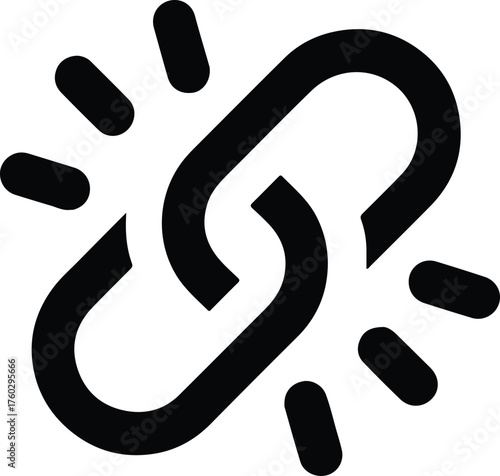 Broken Chain Link Icon. Disconnect, Error, Failed Connection, and Unlink Symbol.
