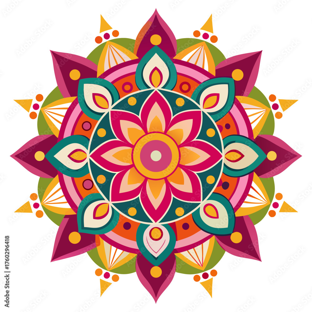 Fototapeta premium traditional-diwali-rangoli-pattern-with-vibrant-sy.svg