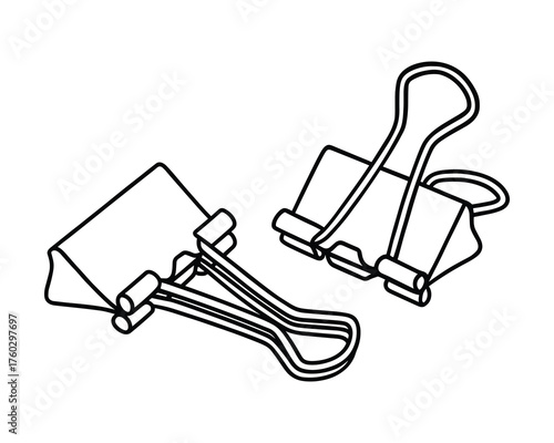 Outline Illustration: Two binder clips depicted as a vector drawing on white background