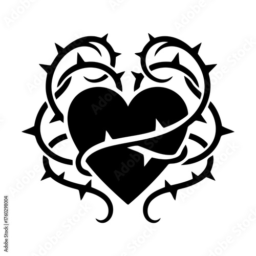 Vector art of heart with thorns, love and pain together