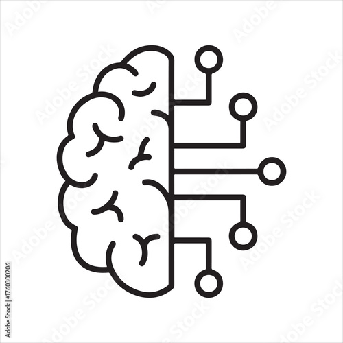 Smart technology icon with brain and electronic circuits