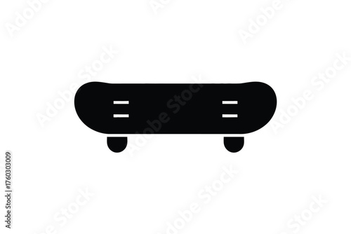 Black skateboard silhouette with white accents sport