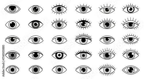 Diverse Line Art Collection of Eye Icons