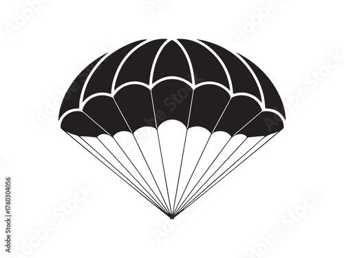 Parachute Icon, Black and White Vector, Skydiving and Air Sports