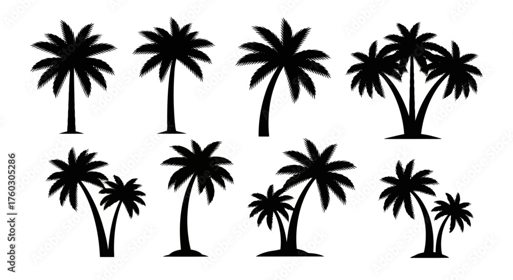 Fototapeta premium Tropical Silhouette Palm Trees Collection for Island Vibes