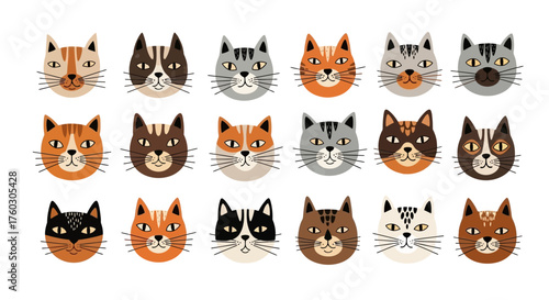 Collection of Charming Cat Faces A Diverse Array of Feline Expressions