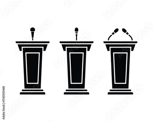 Podium Icons Minimalist Black and White Set for Presentations