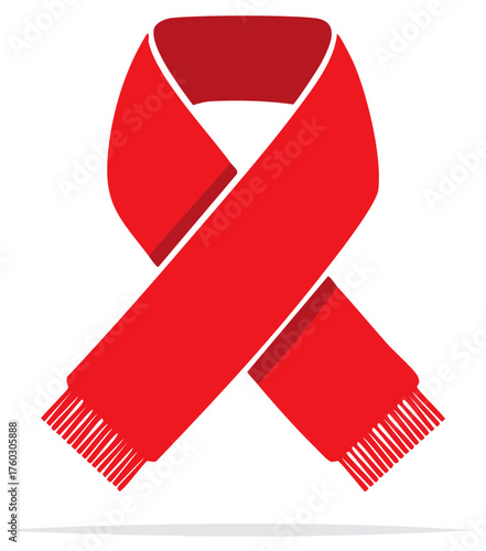 Vector graphic of red awareness ribbon symbol on white supporting cause and community