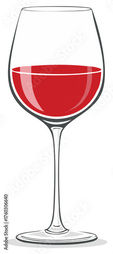 Illustration of a wine glass filled with red wine, perfect for celebrations.