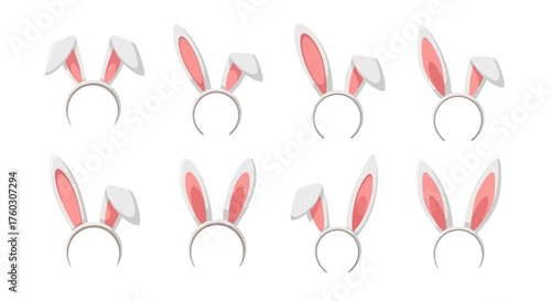 Delightful Array of Playful Pink and White Easter Bunny Ears Headbands