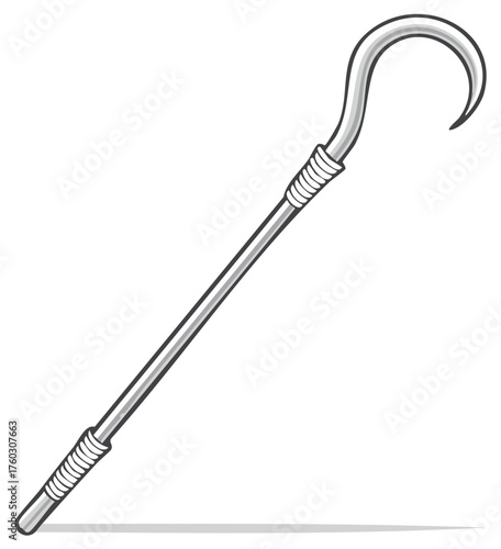 Ancient Egyptian Pharaohs Ceremonial Crook Traditional Power Symbol Illustration