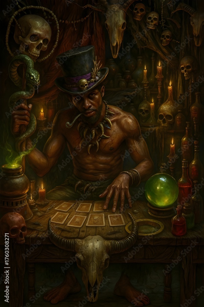 Fototapeta premium Man with hat and cards