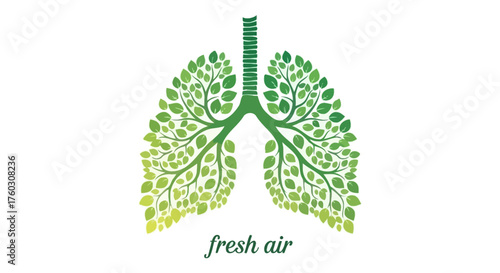 Green Lungs Fresh Air Concept with Leaves, Healthcare and Environment