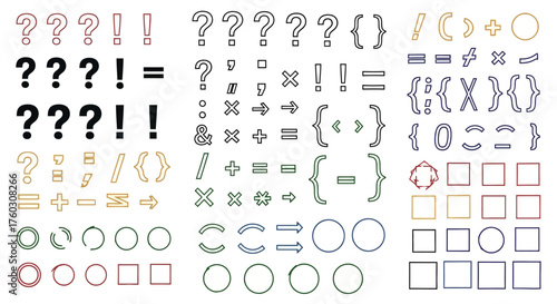 Diverse punctuation, symbols, and geometric shapes illustration