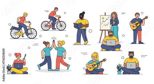 Character Routine activity vector icon daily flat icon