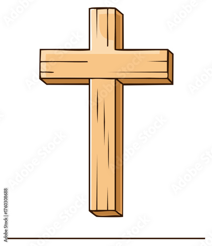 Wooden cross illustration a Christian symbol of faith spirituality and Easter holiday
