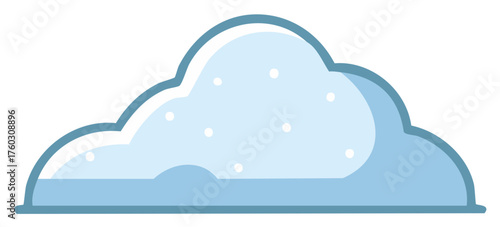 Cartoon blue snow cloud icon with falling snowflakes. Winter weather symbol vector illustration.