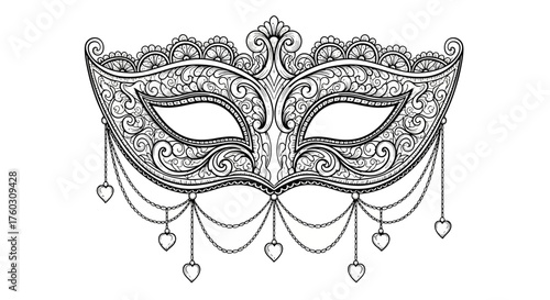 Ornate Venetian Carnival Mask Intricate Outline Design