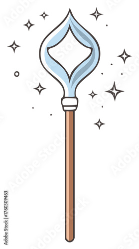 Cartoon Magic Staff Illustration with Stars for Fantasy and Magical Themes Illustration