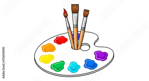 Colorful Paint Palette with Brushes Artistic Expression and Creativity