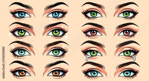 Eyes Collection Vibrant Colors, Expressions & Unique Styles for Design