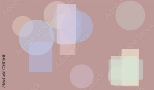 Abstract geometric composition in pastel tones with circles and rectangles creating a modern background
