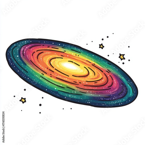 Rainbow Spiral Galaxy Illustration