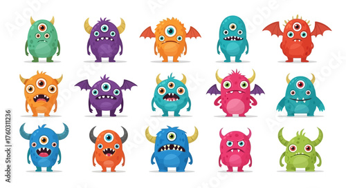 Cartoon Monsters Fun and Friendly Monster Character Vector Set