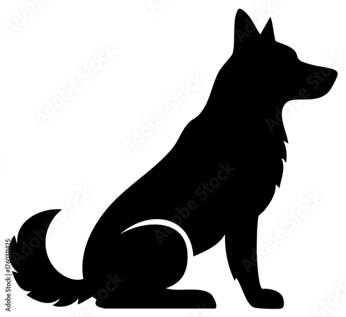 Majestic Dog Sitting Silhouette Elegant Canine Companion Pet Animal Icon