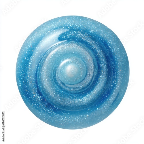 Shiny Light Blue Glittery Swirl Circle Abstract Design