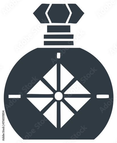 Elegant Perfume Bottle Icon with Decorative Faceted Cap and Stylized Body Design