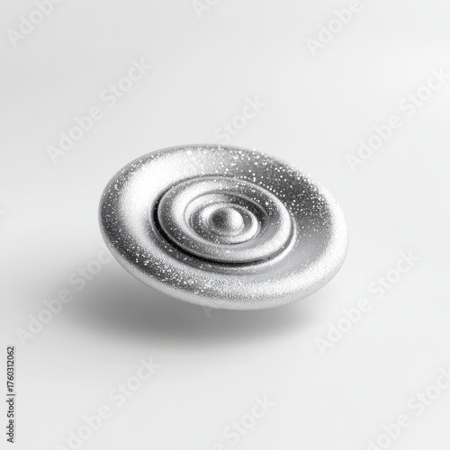 Silver Metallic Concentric Circle Object on White Background