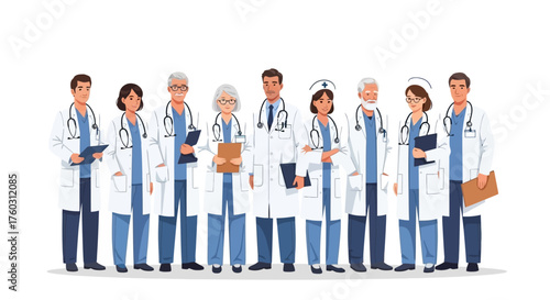 Diverse Medical Team Doctors, Nurses, and Specialists Ready to Serve