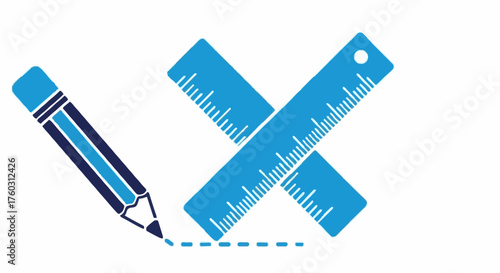 Pencil and rulers for drawing and measuring